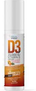 BIOLABS PRO All Natural Vitamin D3 15000IU Vitamin D Cream - Maximum Strength - Fight Vitamin D Deficiency Naturally - with Vitamin K2 &amp Olive Leaf Extract - Safe &amp Effective (15000IU - 3.0oz