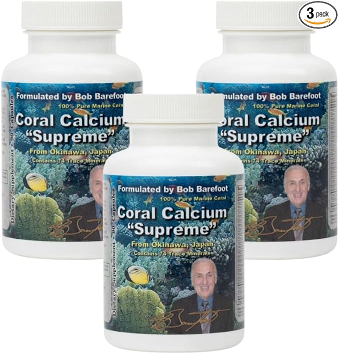 BOB'S BEST Coral Calcium Supreme I 100% Pure Marine Coral 74 Trace Minerals 1000 mg I 90 Capsules Pack of 3