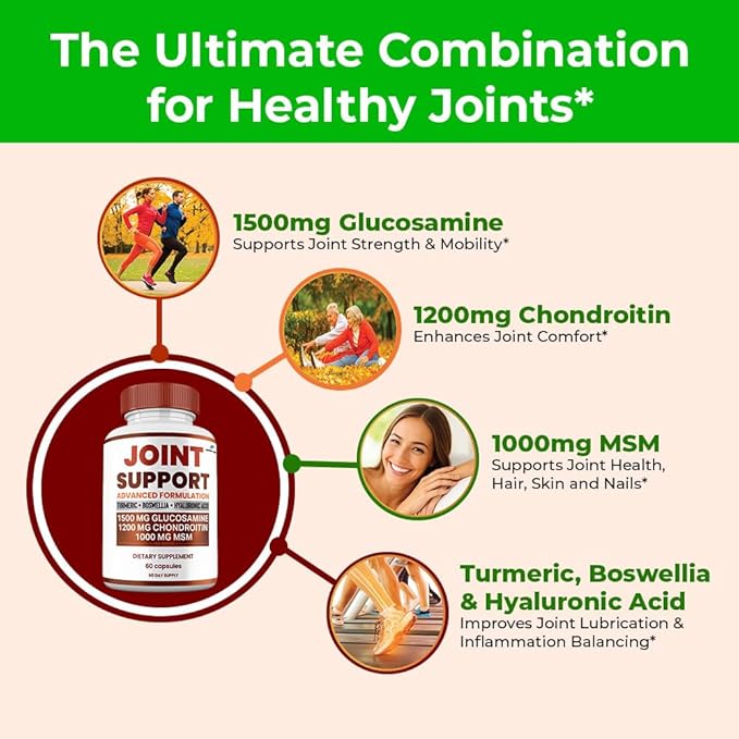 (2 Pack) Joint Support Capsules All Natural Premium Formula Maximum Strength Vitamin Joint Support Supplement Pills