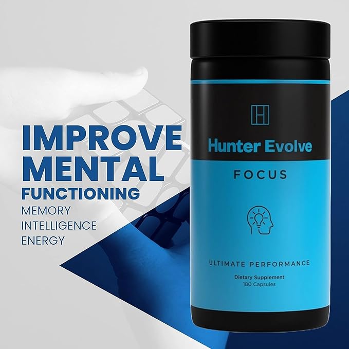 Genuine Hunter Focus Premium Nootropic Brain Supplement for Memory and Focus - US Made with All Natural Ingredients Incl L-Theanine Bacopa Monnieri &amp Lion's Mane