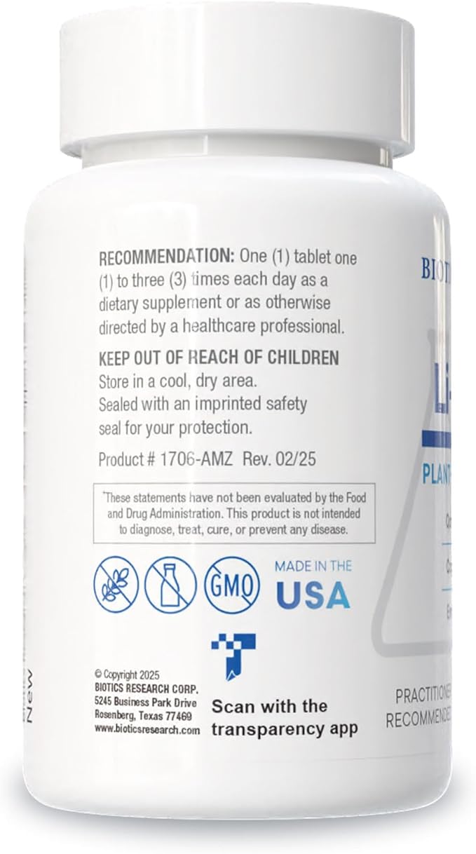 Biotics Research Li Zyme 50 micrograms Lithium as a Whole Food phytochemically Bound Lithium Highly bioavailable Supports Brain Function Memory and Mood Support 100 Tablets