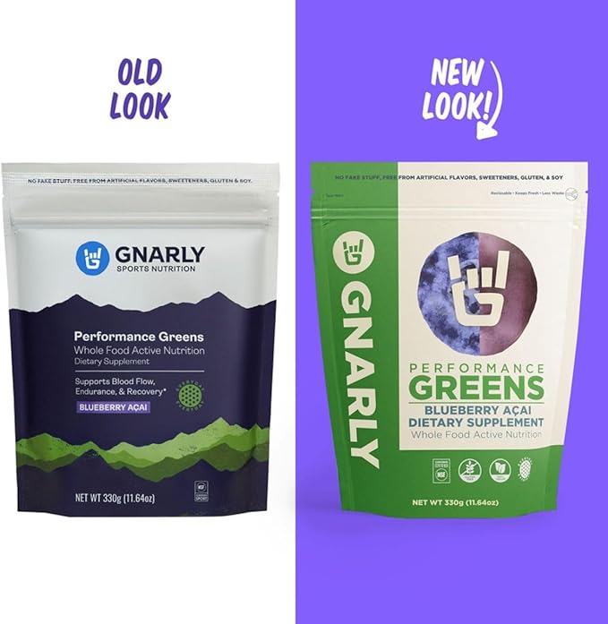 Gnarly Nutrition Greens Superfood Powder – Blueberry Acai Performance Super Greens Powder – NSF Sport Certified – Organic Probiotics &amp Essential Micronutrients - Blueberry Acai 11.64 oz