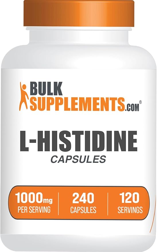 BulkSupplements.com L-Histidine Capsules - as L-Histidine Base Essential Amino Acid Supplement - Gluten Free 2 Capsules per Serving 240 Count (Pack of 1)