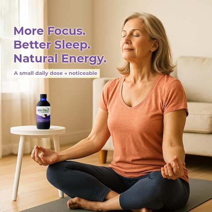 MyVitalC Organic MCT Oil Coconut Derived - Pure ESS60 Antioxidant Supplement - For Anti-Aging Oxidation Longevity Sleep More Energy - 120ML