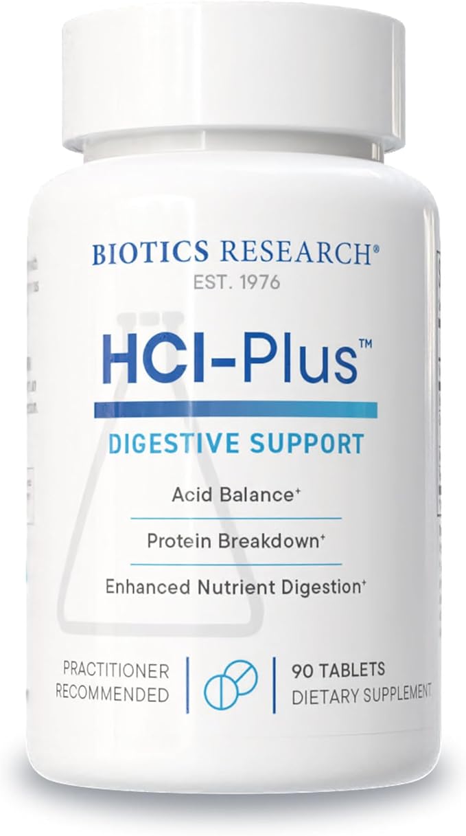 Biotics Research HCl Plus™ Supplies Betaine Hydrochloride Pepsin Glutamic Acid and More Supports Healthy Digestion 90 Tabs