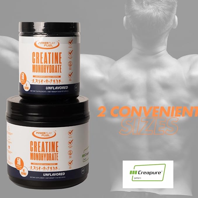CREATINE Monohydrate Powder – Supports Energy Brain &amp Muscle Health and Recovery for Men &amp Women - Gluten &amp GMO Free Soy Free Sport Certified – Unflavored 500 G 100 Servings