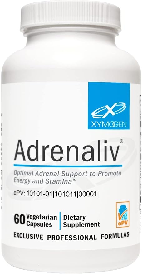 XYMOGEN Adrenaliv - Adrenal Support Supplement* - Stress Response Energy &amp Stamina Support* - Non-GMO Gluten-Free Dairy Free - 60 Capsules