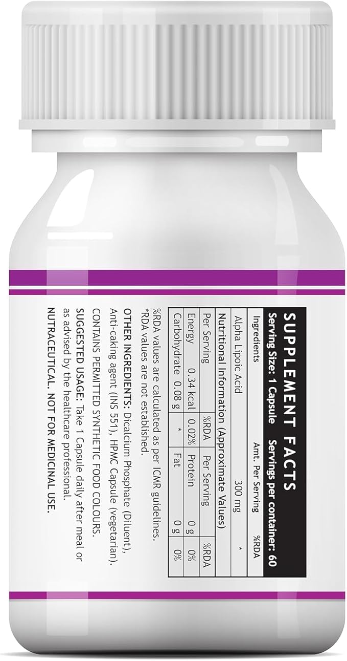 Alpha Lipoic Acid 300mg | Universal Antioxidant | ALA Supplement - 60 Vegetarian Capsules (Pack of 1)