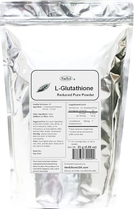 L-Glutathione Reduced Powder Powerful Antioxidant Immune Support (25 Grams (0.88 oz))