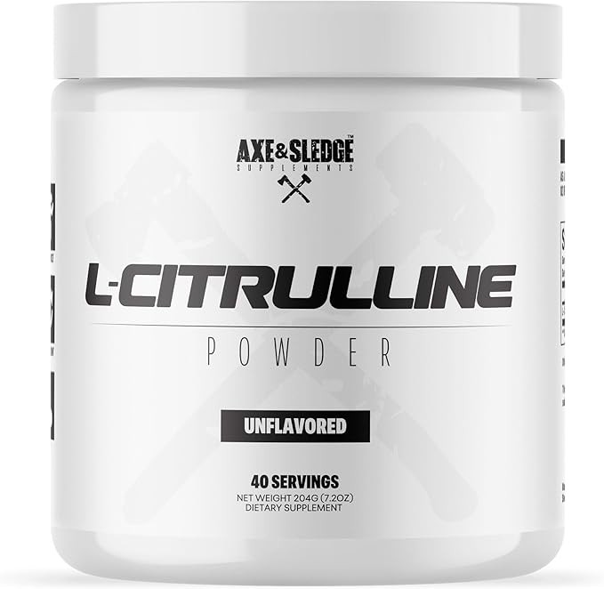 Axe &amp Sledge Basics Citrulline | 5g Pure Citrulline Unflavored 40 Servings | Boost Nitric Oxide Production | L-Citrulline Supplements for Men &amp Women - Stamina Performance &amp Endurance f