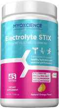 MYOXCIENCE Electrolyte STIX | Creatine Electrolyte Powder | Recovery from Exercise &amp Muscle Development w/Real Salt (Natural Orange Flavor) (Jar 45 ct)