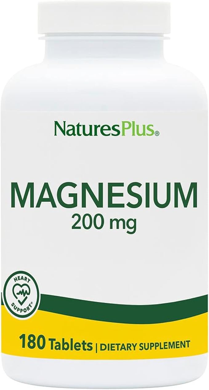 NaturesPlus Magnesium - 200 mg 180 Tablets - Vegetarian Gluten Free - 180 Servings