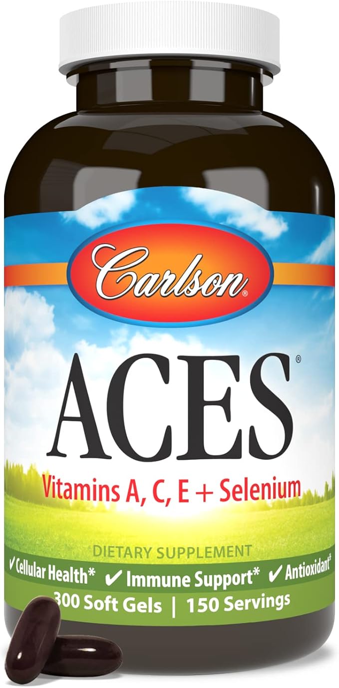 Carlson - ACES Vitamins A C E + Selenium Cellular Health &amp Immune Support Antioxidant 300 Softgels