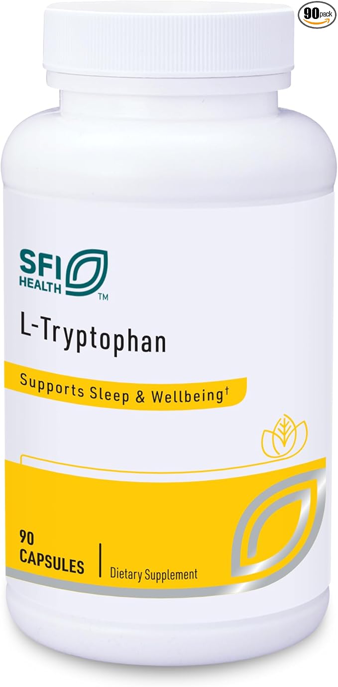 Klaire Labs SFI Health L-Tryptophan - 2000 Milligrams Amino Acid Precursor to Serotonin &amp Melatonin Mood &amp Sleep Support (90 Capsules)