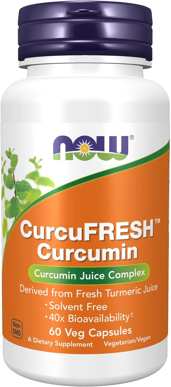 NOW Foods Supplements CurcuFRESH™ Curcumin Derived from Fresh Turmeric Juice Curcumin Juice Complex 60 Veg Capsules