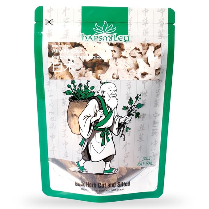 Hapsmiley Atractylodes macrocephala (White Atractylodes/Bai Zhu/白术) – Sliced Suitable for Tea and Cooking | 100g (3.5 oz) Dried Chinese Herb