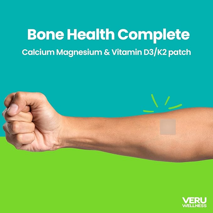 Veru Wellness Bone Health Complete Duo Lifestyle Patches Vita D3/K2 Calcium Magnesium - Self Adhesive Time Release Topical Patch 8-10 Hours (60 Day Supply)