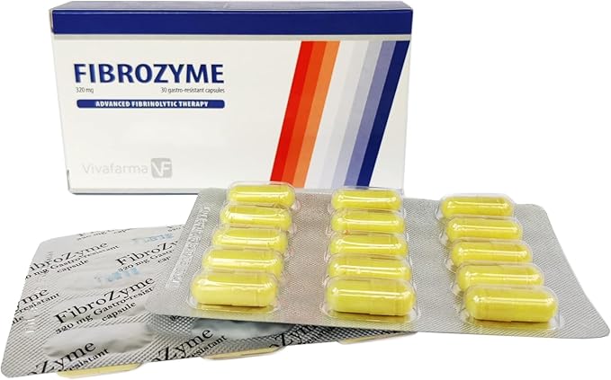 FIBROZYME 320 mg Gastro-Resistant Capsules | Powerful Proteolytic Enzyme Supplement | Supports Joint Muscle &amp Tissue Health | Serrazimes Bromelain &amp Quercetin Blend | 30-60 Day Supply