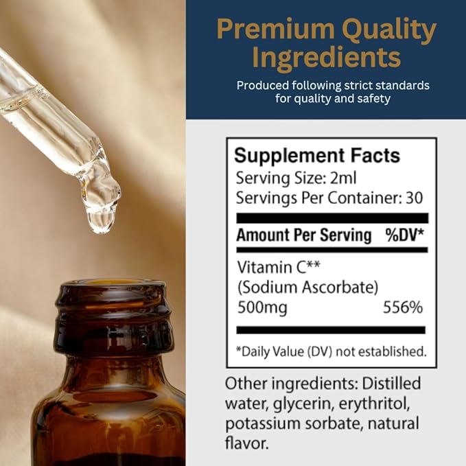 Zenith Labs Liquid Vitamin C Drops for Adults - Nano C Natural Immune Support Supplement Vitamin C Liquid Supplement for Stronger Immunity - Nanotechnology Micro C Particles for Fast Absorption