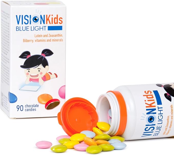 OMEGOR Lutein and Zeaxanthin Supplement for Kids Eyes (90 Chocolate Dragèes) - Vision Kids Blue Light Eyesight Supplement for Retina Protection