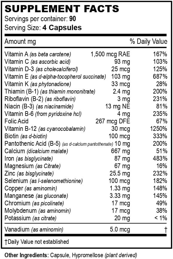 Vita4Life!® Bariatric Multivitamins Multi-Plus Formula | 483% Iron Support | 360 Fast-Absorbing Capsules | Complete Vitamin B Complex for Gastric Bypass &amp Sleeve Patients | Made in USA