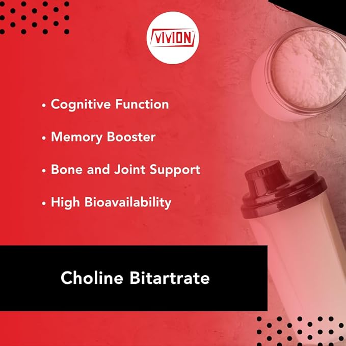 Choline Bitartrate (DL+) Powder 1000 Grams - Food Grade Coated Nootropic Nutraceutial Supplement Bulk Ingredient - 1 kg (2.2 lb)