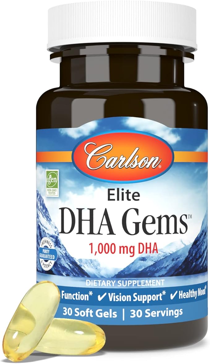 Carlson - Elite DHA Gems 1000 mg DHA Supports Healthy Brain Function &amp Vision 30 soft gels