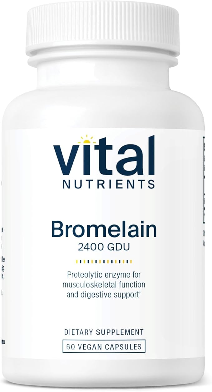 Vital Nutrients Bromelain 2400 GDU - Vegan Bromelain Supplement to Support Protein Digestion* - Digestive Enzyme from Pineapple - Gluten Dairy Soy Free - Non-GMO - 60 Capsules