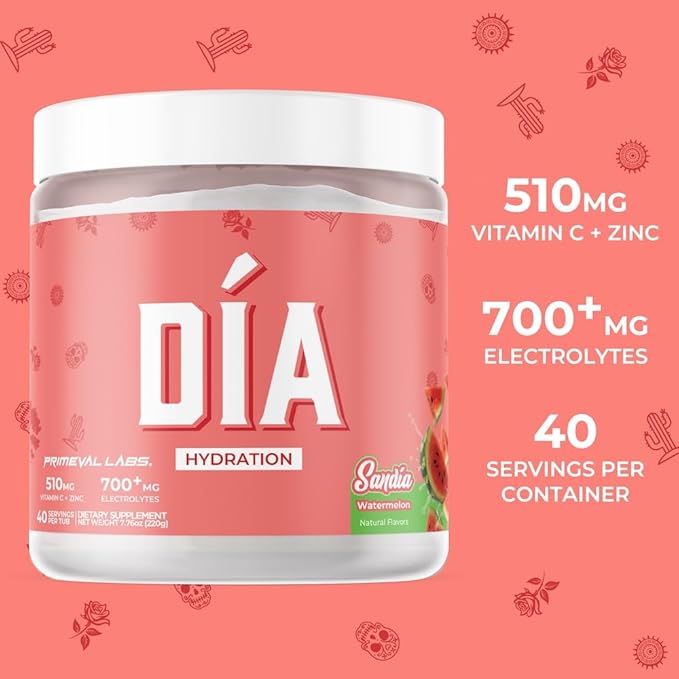 DIA Hydration Electrolyte + Immunity Powdered Drink Mix | Latino Aguas Frescas Flavors | Vitamin C Zinc &amp Taurine | Low Sugar 1 gram per serving | Daily Hydration Drink Mix | 40 Servings | Sandi