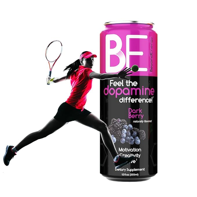 Beyond Energy - 24 Pack - Dark Berry Herbal Energy Drink Naturally Sourced L-Dopa with Mucuna Pruriens Aminos Antioxidants 200mg Caffeine - (Dark Berry)