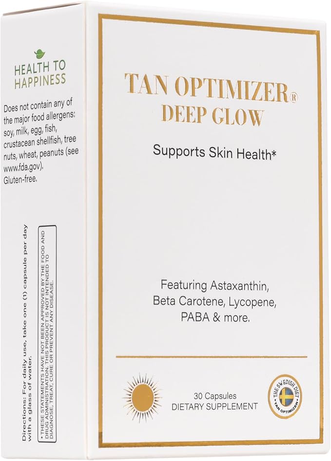 Tan Optimizer Deep Glow – Beauty-from-Within Skin Supplement with Astaxanthin Beta-Carotene &amp Antioxidants – 30 Capsules