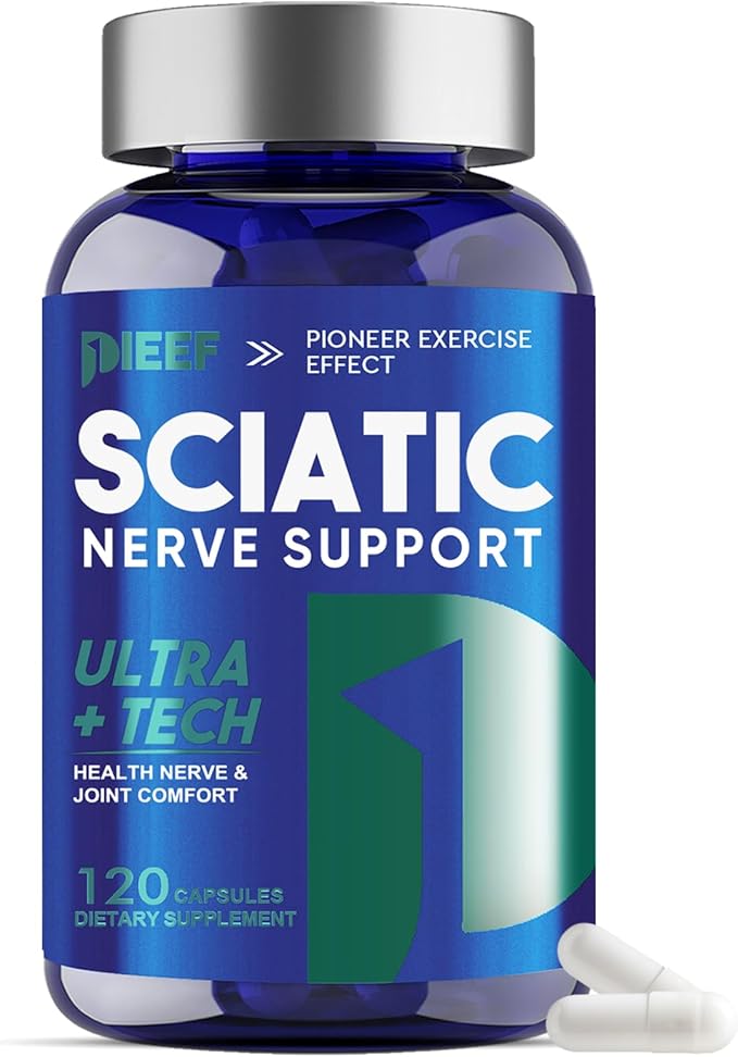 Sciatic Nerve Support Supplement 120 Capsules with Vitamin Proprietary Blend 800mg &amp Magnesium Nutritional Support for Nerve Discomfort in Hands Legs Hips &amp Feet