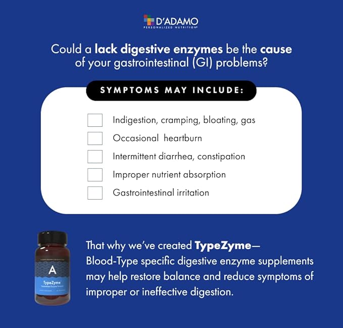 D'Adamo Personalized Nutrition TypeZyme - Digestive Enzyme (Blood Type A)