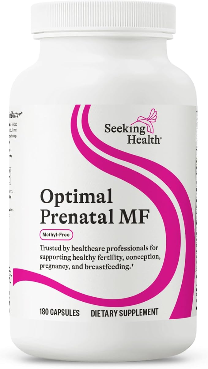 Seeking Health Optimal Prenatal MF - Digestive &amp Immune Support Supplement for Women - Pregnancy Support Supplement with Folate Vitamin A Ginger &amp Vitamin B12-180 Capsules