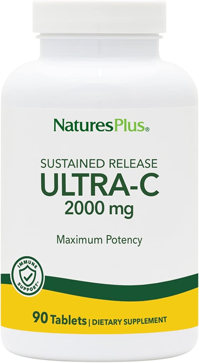 NaturesPlus Ultra-C 2000 mg - 90 Tablets - Vitamin C with Rose Hips - Immune &amp Antioxidant Support - Vegetarian Gluten Free - 90 Servings