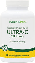 NaturesPlus Ultra-C 2000 mg - 90 Tablets - Vitamin C with Rose Hips - Immune &amp Antioxidant Support - Vegetarian Gluten Free - 90 Servings