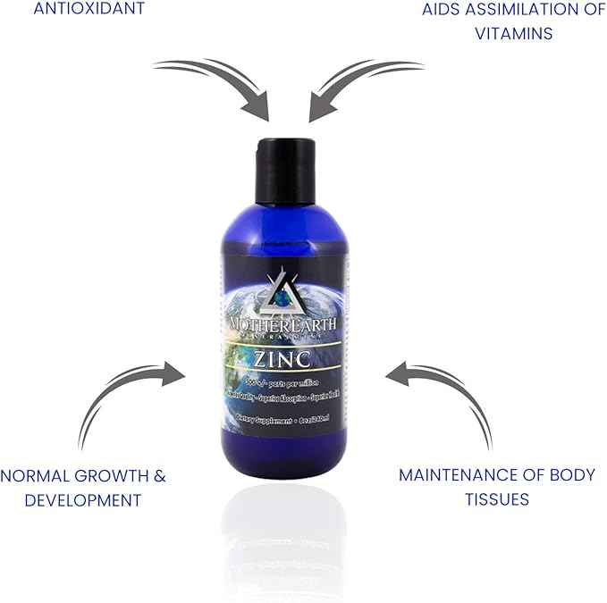 Mother Earth Minerals Ionic Liquid Zinc Supplement – High Absorption Angstrom Zinc Mineral Drops for Immune Support Enzymatic Function &amp Cellular Health 8 oz