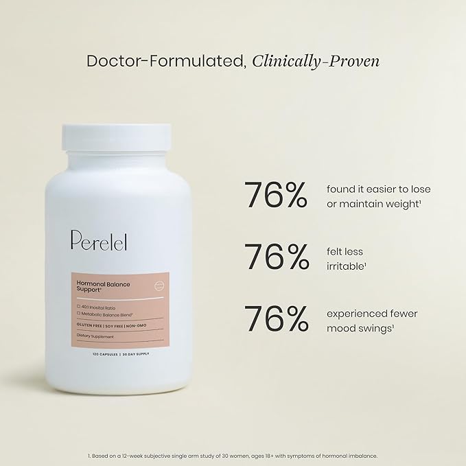 Perelel Hormone Balance Support Myo &amp D Chiro Inositol Womens Inositol Supplement with Berberine Alpha Lipoic Acid &amp Dim to Support Female Health Soy Dairy &amp Gluten Free Non GMO 12