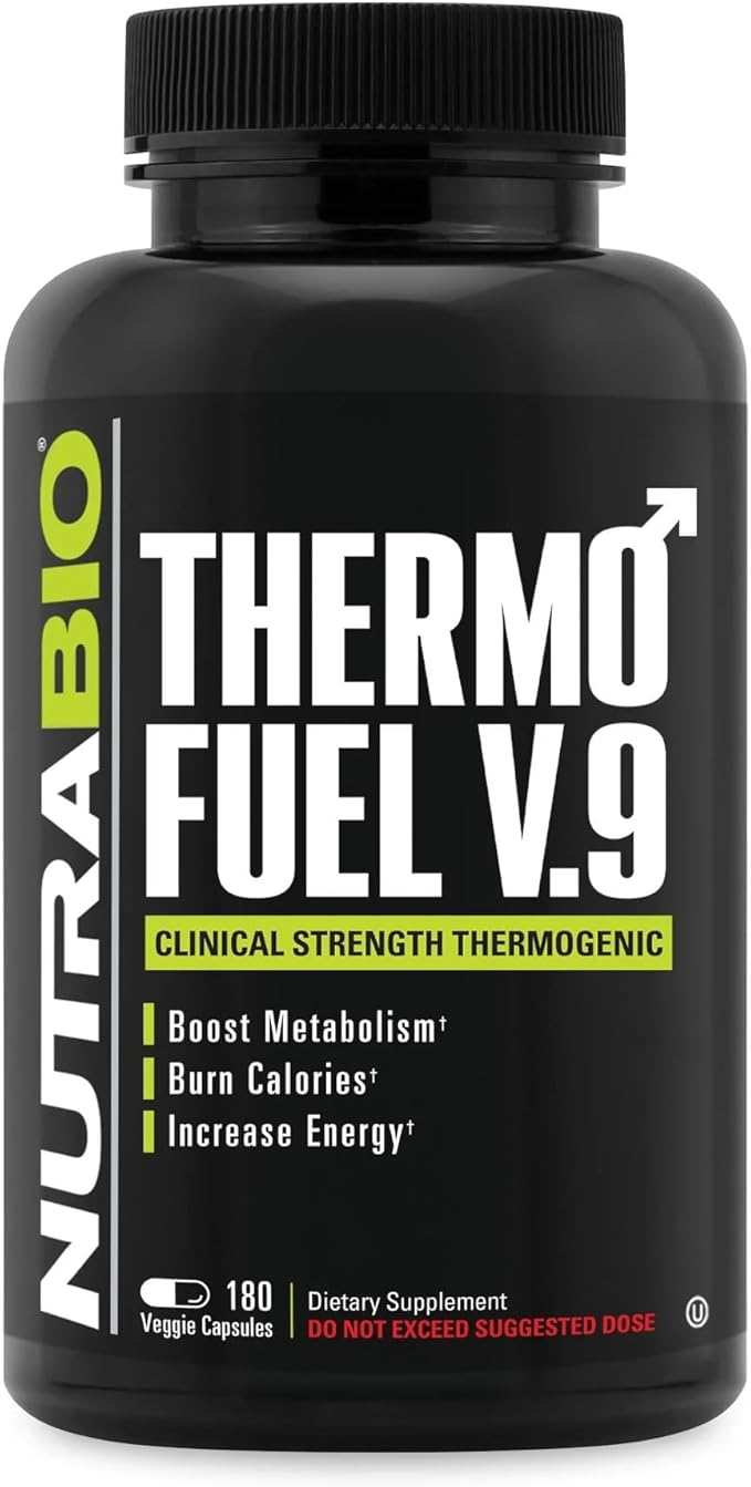 NutraBio ThermoFuel for Men and Women- Metabolism Booster and Appetite Suppressant-Thermogenic Fat Burner-180 Capsules