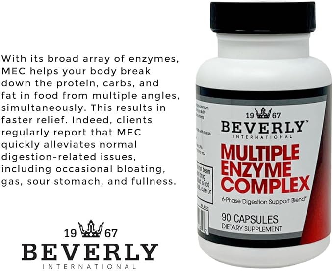 Beverly International (MEC Multiple Enzyme Complex 90 Capsules. an Ultra-Premium Digestive Aid Helping Bodybuilders Athletes and Fitness Enthusiasts Digest Their Meals More Easily. Take with Food.