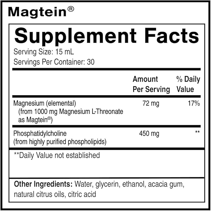 Quicksilver Scientific Liposomal Magtein - Magnesium Supplement for Brain Function Support - Stress Sleep &amp Memory Support - Gluten-Free Sugar-Free &amp Vegan - 15.2 fl oz (30 Servings)