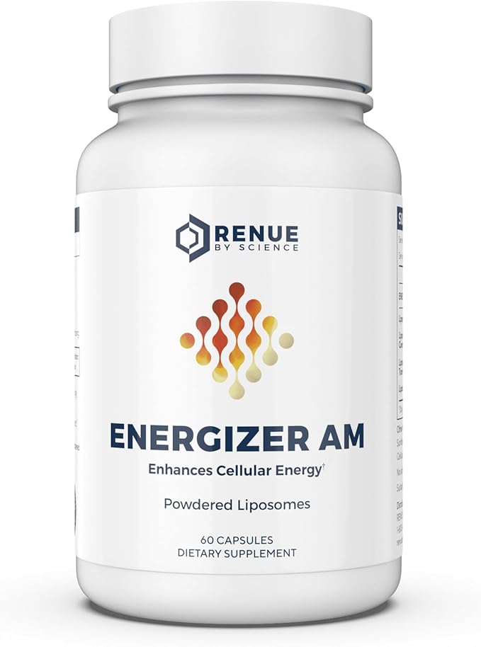 Renue By Science Energizer AM | Liposomal Resveratrol Hesperidin &amp Green Tea Supplement | 60 Capsules with Trans Resveratrol (65mg) Hesperidin (150mg) Green Tea Extract (35mg) - Non-GMO | Made in