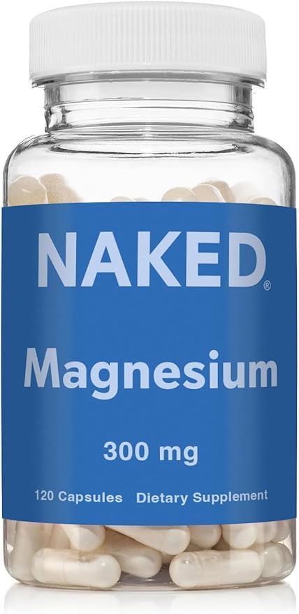 Naked Magnesium Glycinate Complex - 300mg Magnesium Supplement with Citrate &amp Malate - High Absorption Formula - Vegan Non-GMO Gluten-Free - 120 Capsules