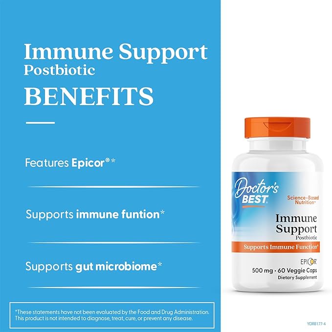 Doctors Best Immune Support Postbiotic Supports Immune Function Non-GMO Gluten Free Vegan 60 Veggie Caps