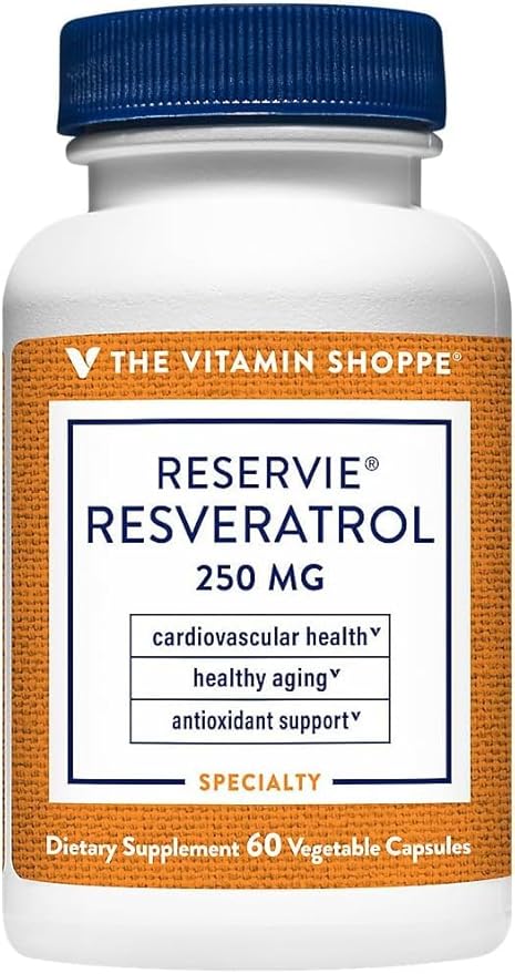 The Vitamin Shop Reservie™ Trans Resveratrol – Antioxidant Supplement for Cellular Health Cardiovascular Function &amp Healthy Aging – 60 Vegan Capsules High Potency Non-GMO (Pack of 1 250MG)