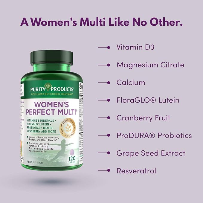 Purity Products Women’s Perfect Multi + OmegaBerry Fish Oil Women's Multi (Supports Urinary Tract Health Immune Bone Hair Skin Nails + More) - OmegaBerry (1250mg Omega-3 Vitamin D3 + More)