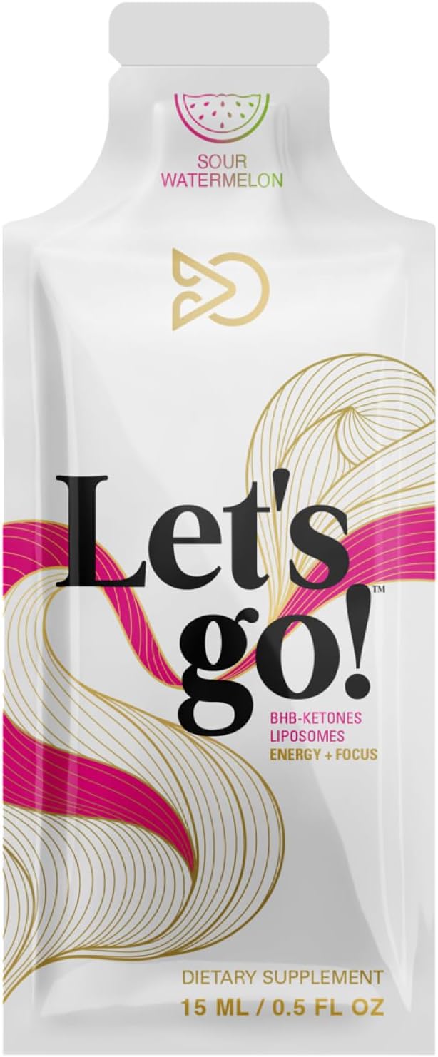 LET GO Ketones Supplement for Energy &amp Focus | goBHB Ketone Caffeine-Free | Keto Electrolytes [14 Pack] Sour Watermelon