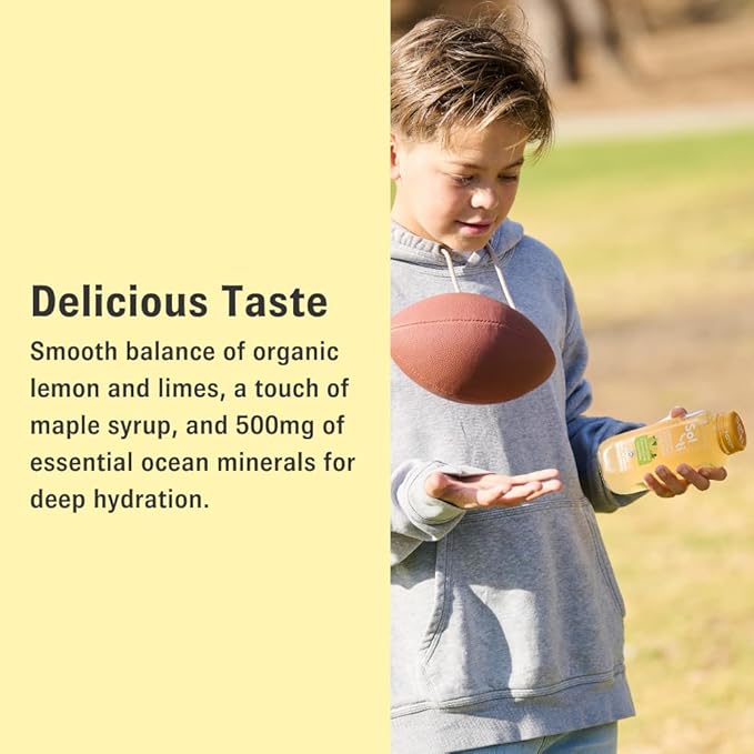 Organic Lemon Lime Electrolytes SuperAde Drink Effective Hydration SuperFood Lemonade by Sol-ti Cold-Pressed Juice Blend 16 Pack (14.9 Fl oz)