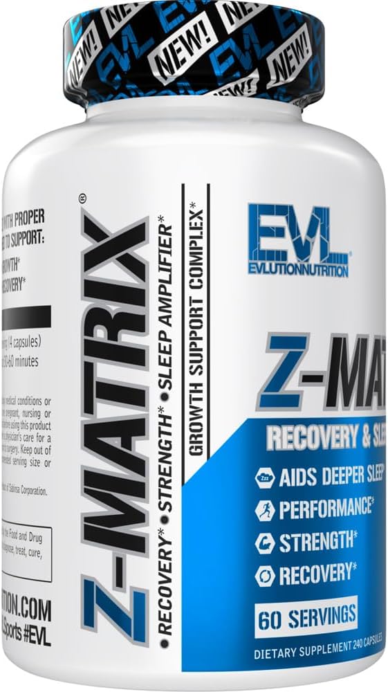 Evlution ZMatrix Magnesium and Zinc Post Workout Supplement (60 Servings) Plus LeanMode Multipurpose Fat Loss Support Supplement (50 Servings)