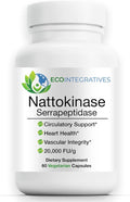 Nattokinase Serrapeptidase – with Nattokinase (20000 FU/g) + Rutin | Supports Heart &amp Circulatory Health* | Non-GMO | 60 Vegetarian Capsules